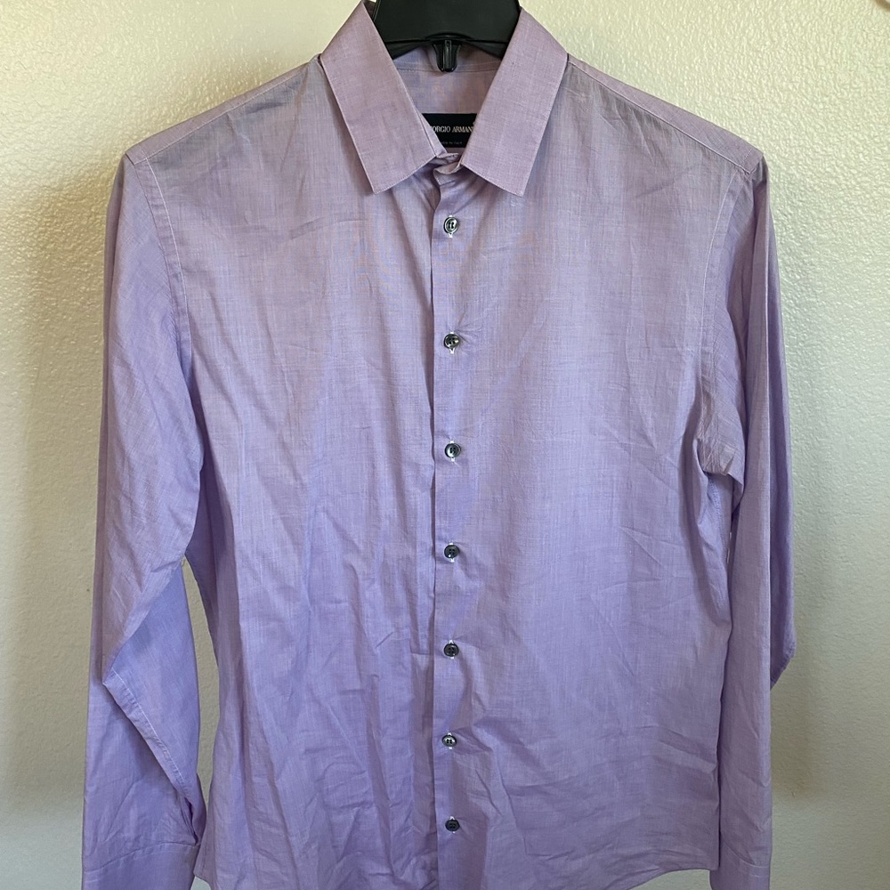 Giorgio Armani Made in Italy Linen Purple Shirt